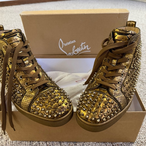 Christian Louboutin Louis Orlato Flat Python Gold 43.5 / 10.5 - Gently Used - Picture 1 of 9